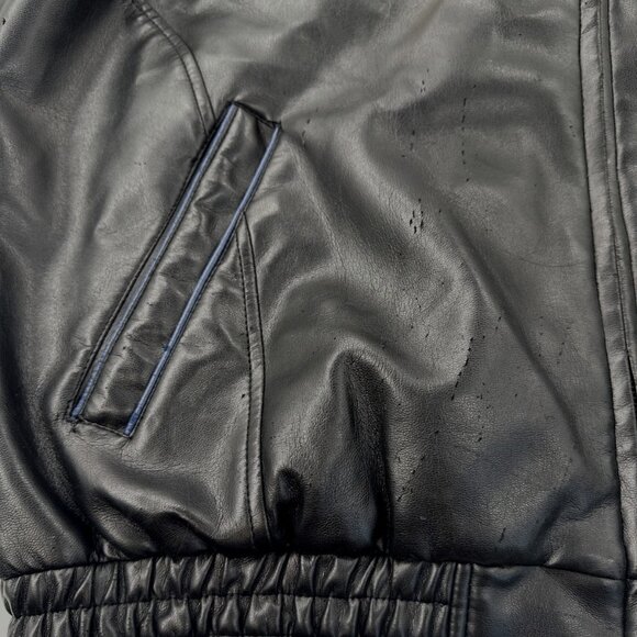 University of Michigan Bomber Jacket Mens Large Faux Leather Sewn Logo Full Zip - Picture 12 of 16